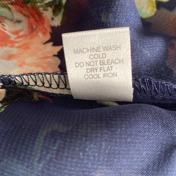 Charming Charlie - Navy & Floral Sheer Babydoll Top w/Open Back - Picture 8 of 8